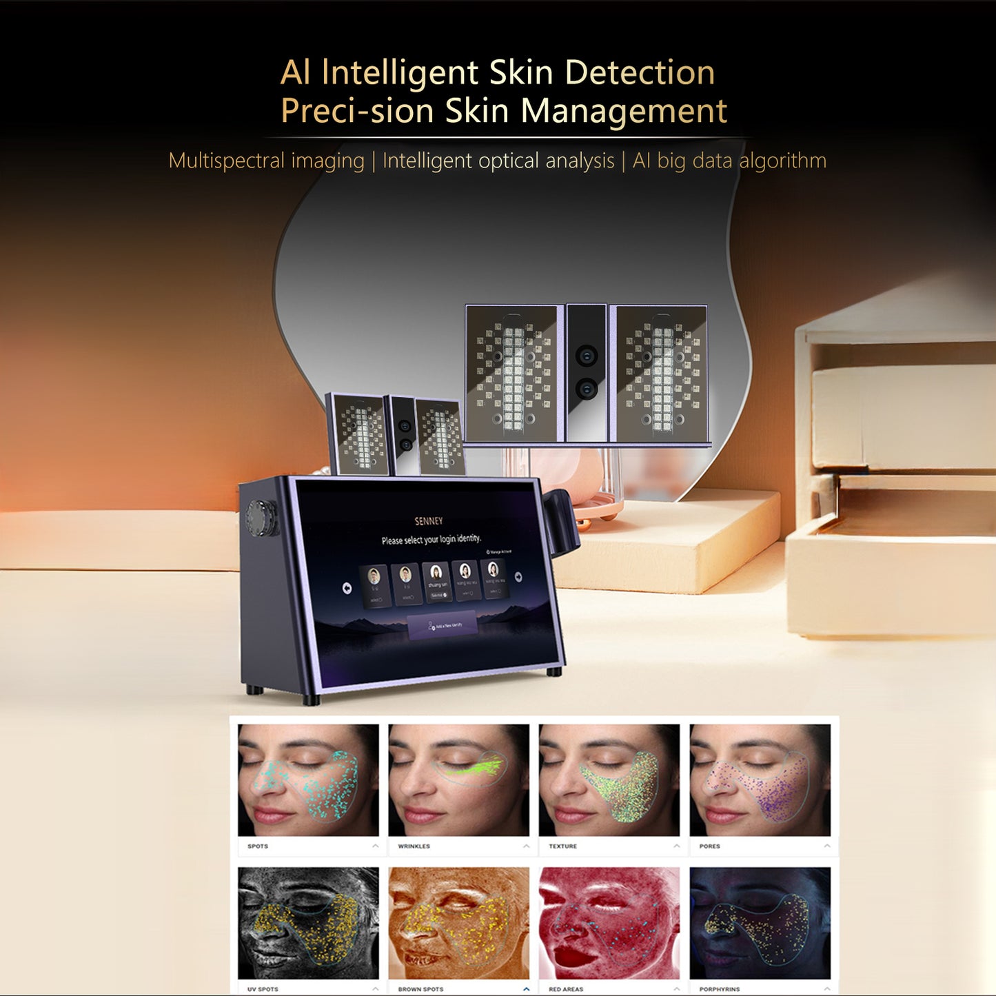 Senney™ Athena 5-in-1 AI Skin Analyzer & Beauty Device • Lift • Brighten • Rejuvenate